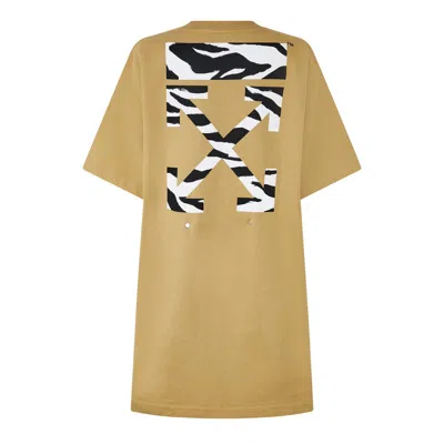 Off-white Printed Short-sleeved T-shirt In Brown