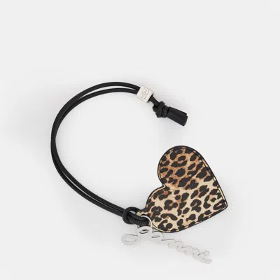 Ganni Heart Shaped Pendant Keychain In Pattern