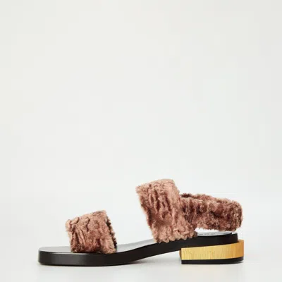 Gucci Solid Heeled Sandals In Brown