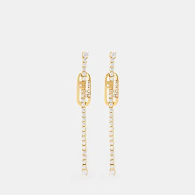 Fendi Brass Stud Earrings In Gold