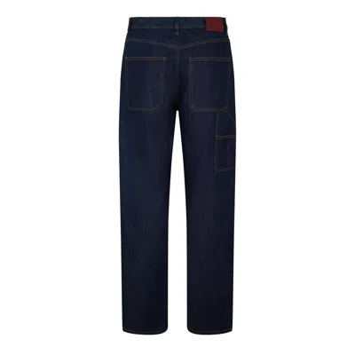Gucci Solid Color Cargo Jeans In Blue