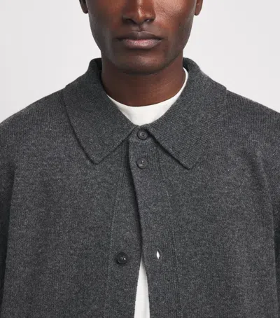 Frame Wool Collar Cardigan In Grey