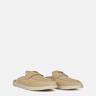 Prada Saint Tropez Suede Mules In Neutral