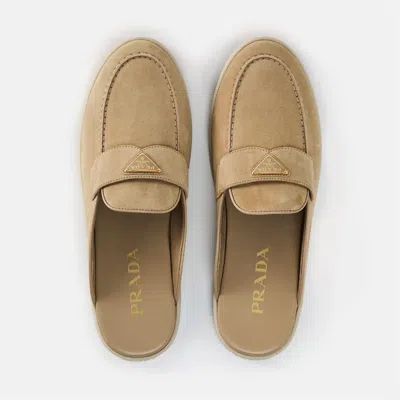 Prada Saint Tropez Suede Mules In Neutral