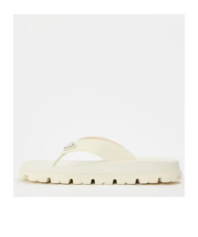 Prada Logo Flip-flops In White