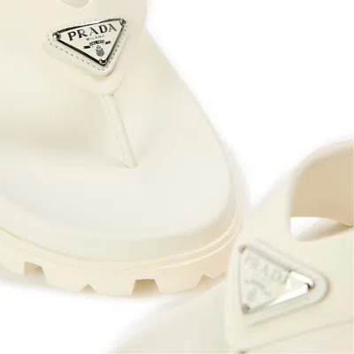 Prada Logo Flip-flops In White