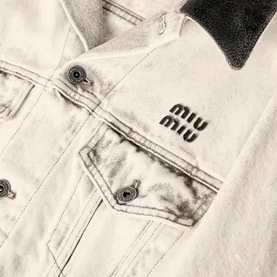 Miu Miu Jacket Contrast Collar Long Sleeves Chest Pockets In Neutral