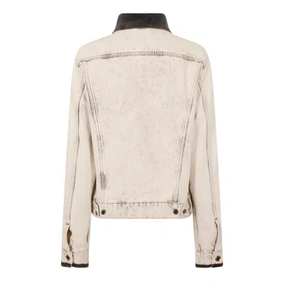 Miu Miu Jacket Contrast Collar Long Sleeves Chest Pockets In Neutral