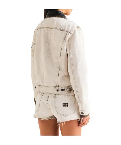 Miu Miu Jacket Contrast Collar Long Sleeves Chest Pockets In Neutral