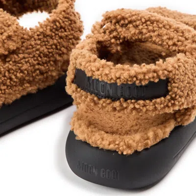 Moon Boot Wool Logo Sandals In Black