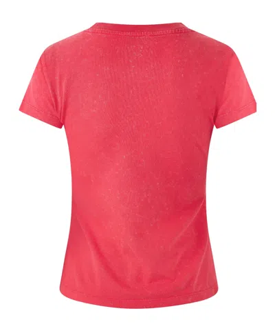 Ganni Red Baby Fit Future Cherry T-shirt In Pink