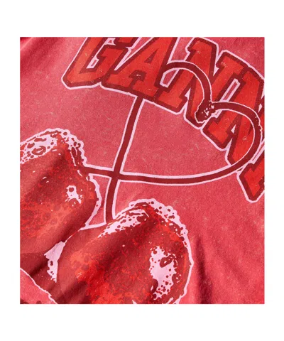 Ganni Red Baby Fit Future Cherry T-shirt In Pink