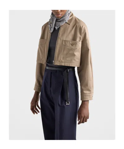 Prada Chino Blouson Jacket In Brown