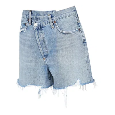 Agolde Denim Shorts With Multiple Pockets In Blue