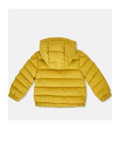 Moncler Logo Patch Down Jacket In Yellow