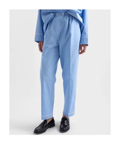 Prada Pleated Casual Pants In Light Blue