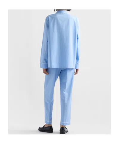 Prada Pleated Casual Pants In Light Blue