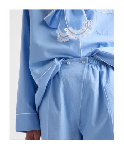 Prada Pleated Casual Pants In Light Blue