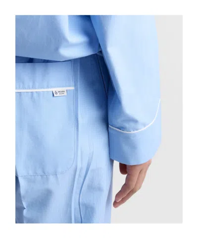 Prada Pleated Casual Pants In Light Blue