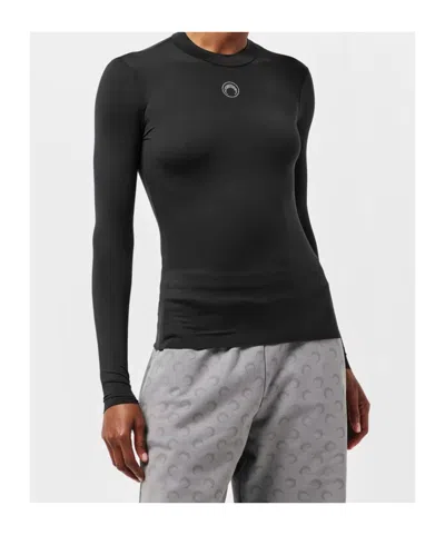 Marine Serre Moon Pattern T-shirt In Black