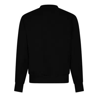 Prada Stretch Viscose-polyamide T-shirt Sweatshirt With External Pocket And Calf Leather Detail In Black