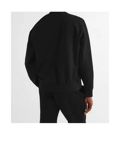 Prada Stretch Viscose-polyamide T-shirt Sweatshirt With External Pocket And Calf Leather Detail In Black