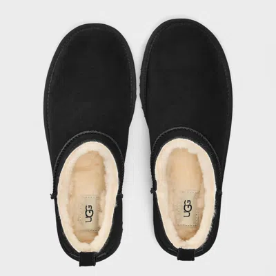 Ugg Classic Micro Water-repellent Suede Platform Ankle Boots In Black