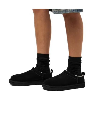 Ugg Classic Micro Water-repellent Suede Platform Ankle Boots In Black
