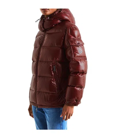 Moncler Horizontal-quilted Down Jacket In Red