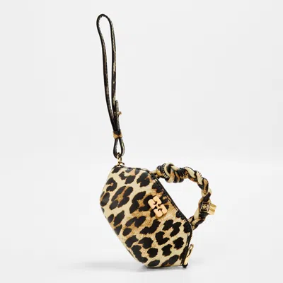 Ganni Leopard Print Bag Charm In Multi
