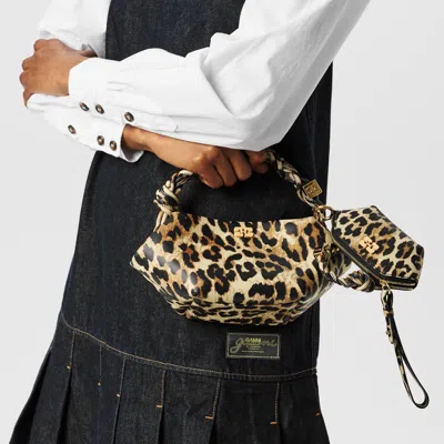Ganni Leopard Print Bag Charm In Multi