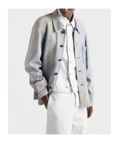 Prada Suede Caban Jacket In White