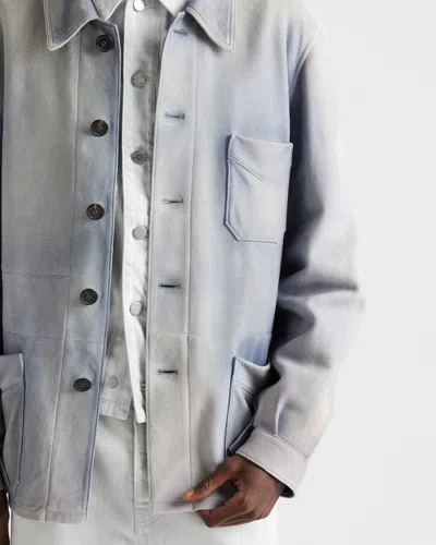 Prada Suede Caban Jacket In White