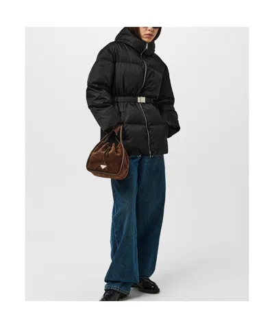 Prada Solid Color Warm Down Jacket In Black