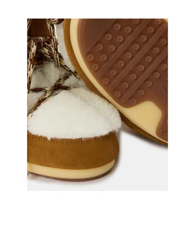 Moon Boot Caramel Suede  Shearling  In Brown