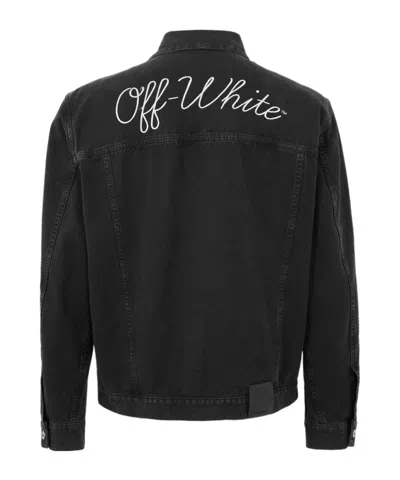 Off-white Off White Canvas Jacket With Logo Embroidery In Burgundy
