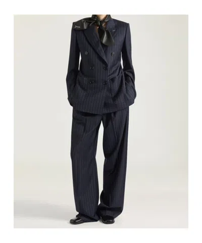 Givenchy Double Pleat Striped Pants In Wool In Multi