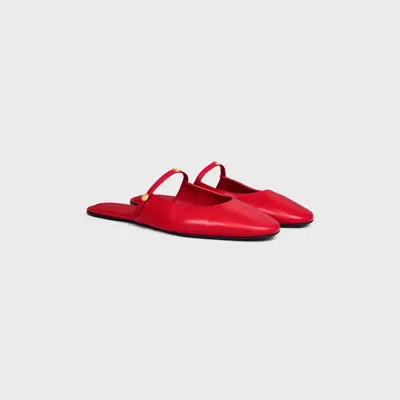 Celine Macaron Mule In Goatskin In Red