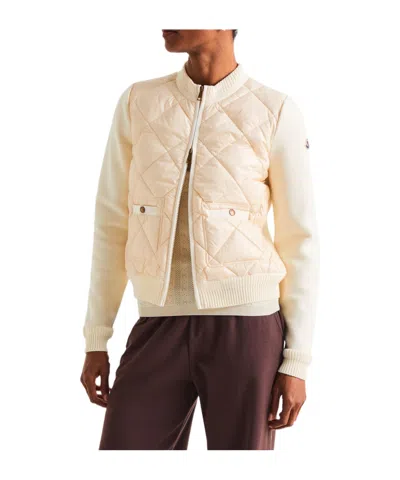 Moncler Womens Miscellaneous Hybrid Logo-badge Nylon And Cotton-knit Cardigan Xl In Neutral