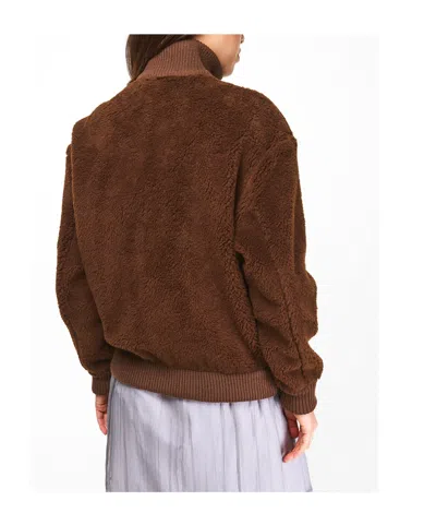 Prada Virgin Wool Bomber With Mini Logo In Red