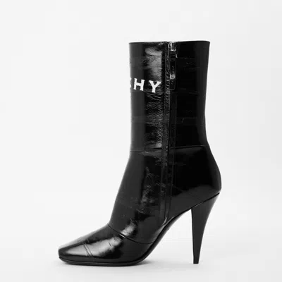 Givenchy Leather Sliced Square Tape Ankle Boots With 9.5 Cm Heel In Black