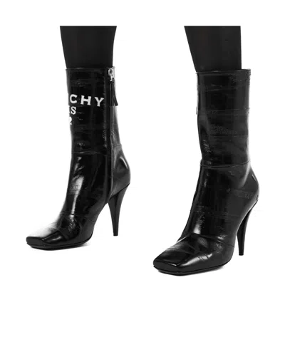 Givenchy Leather Sliced Square Tape Ankle Boots With 9.5 Cm Heel In Black