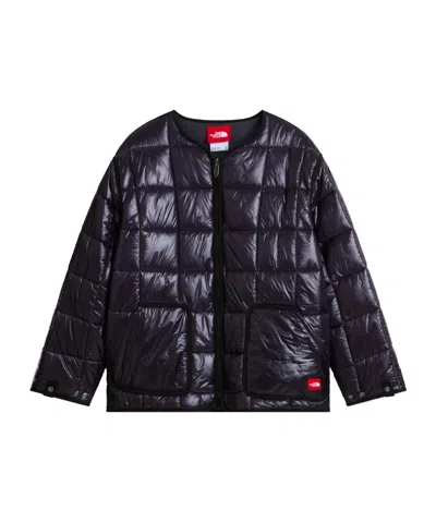 The North Face Black Red Box Liner Quilted Grid Pattern Jacket In Multi