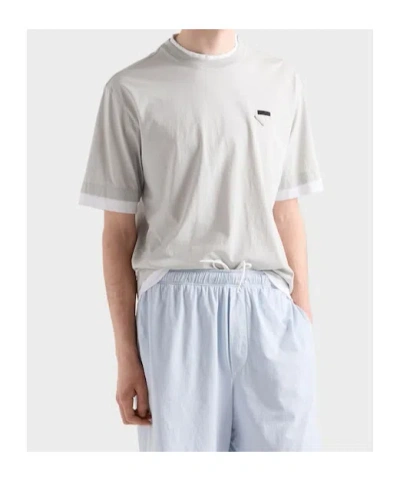 Prada Cotton T-shirt In Dali Lime/white