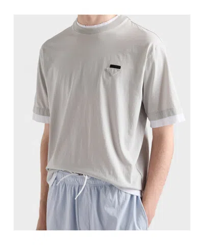 Prada Cotton T-shirt In Dali Lime/white