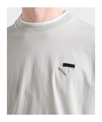 Prada Cotton T-shirt In Dali Lime/white