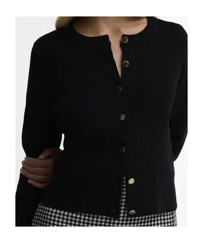Barbour Button-front Knit Cardigan In Black