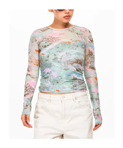 Off-white Double-layer Fabric Top In Transparent