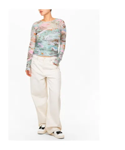 Off-white Double-layer Fabric Top In Transparent