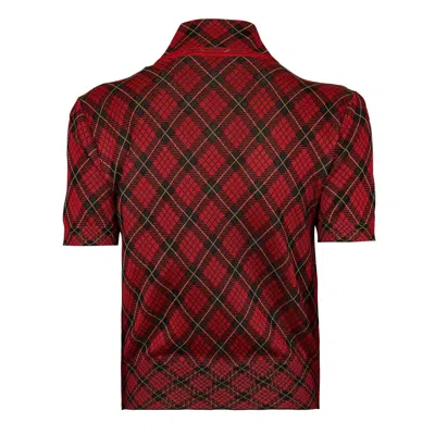 Alexander Mcqueen Microcheck Polo Shirt Lurex Collar Detail In Purple